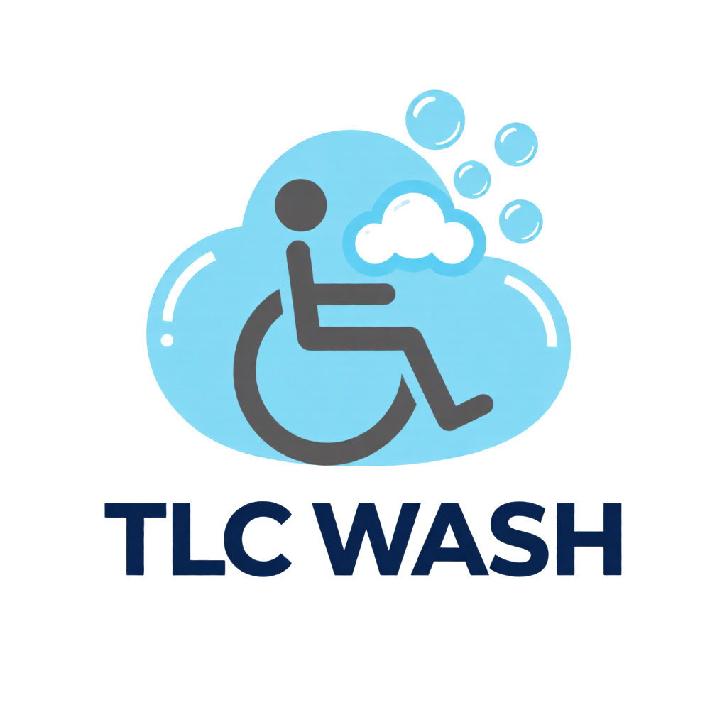 TLC WASH logo. Professional wheelchair washing and detailing.